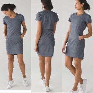 Lululemon &go Endeavor Dress Heathered Texture Printed Grey Deep Coal size 6